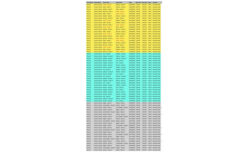 2023 Flag Schedule - Carusone Field, Hamden